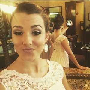 David’s bridal petal pink bridesmaid dress.